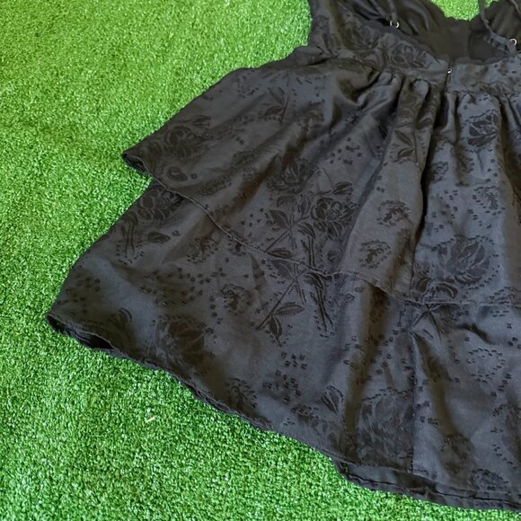 Wild Fable Black Tiered Fit & Flare Ajustable Spaghetti Straps Mini Dress Size M - Picture 9 of 13